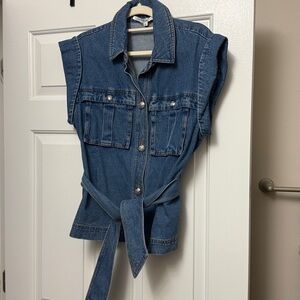 Veronica Beard Denim Jacket Vest Sz M